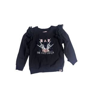 Girls Cheeky Plum Sz 7 Sweatshirt Bad to the Bone Graphic Ruffle Halloween